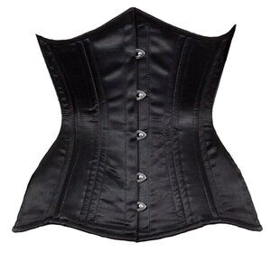 Curvy Cupcake Steel Boned Satin Underbust Black Corset NEW 22" Waist Trainer